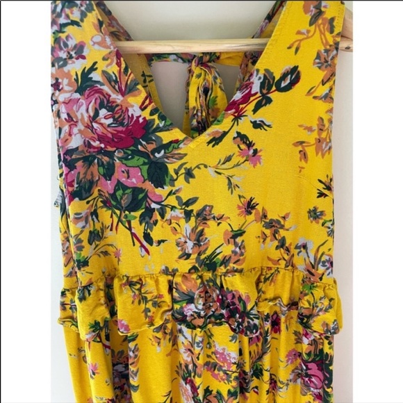 Yellow Floral ruffle maxi dress Gigio Yellow Maxi Dress - Picture 6 of 8